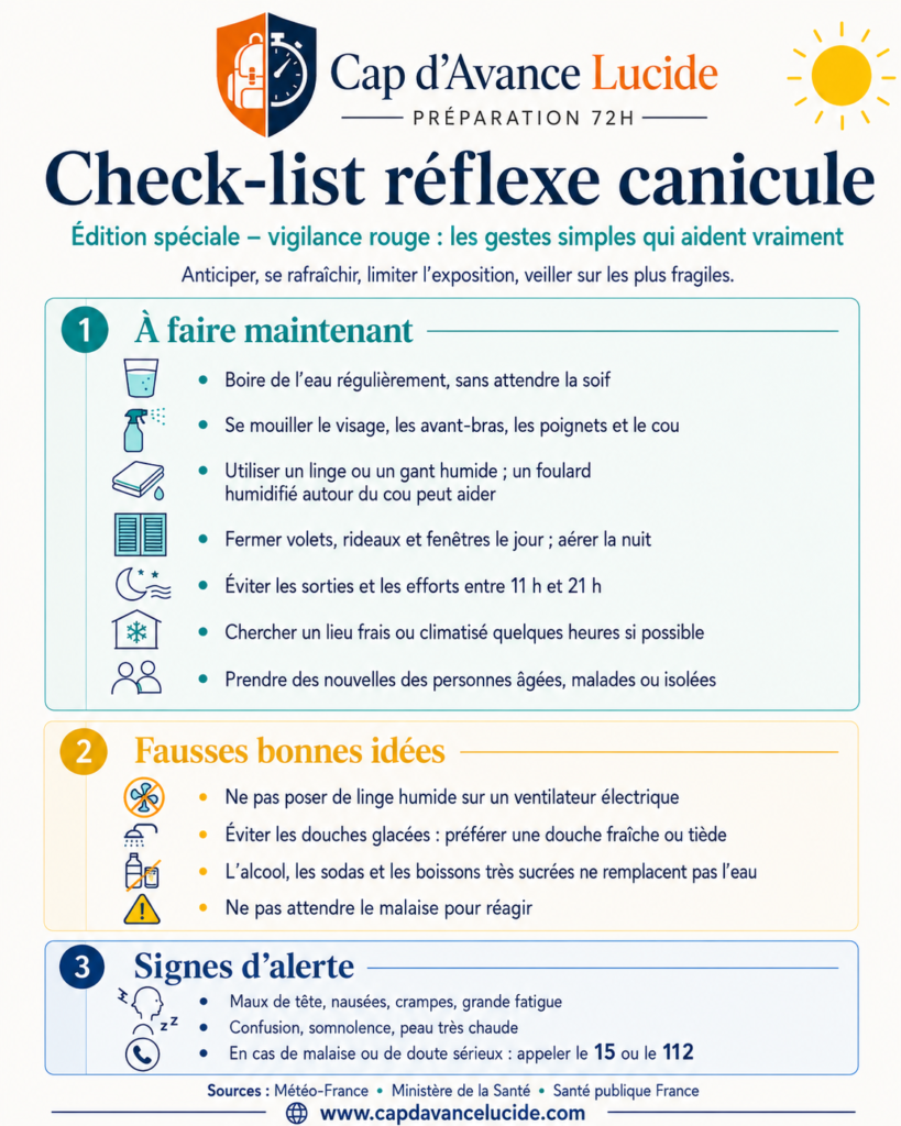 Face à la canicule, les gestes simples et répétés protègent mieux que l’improvisation.